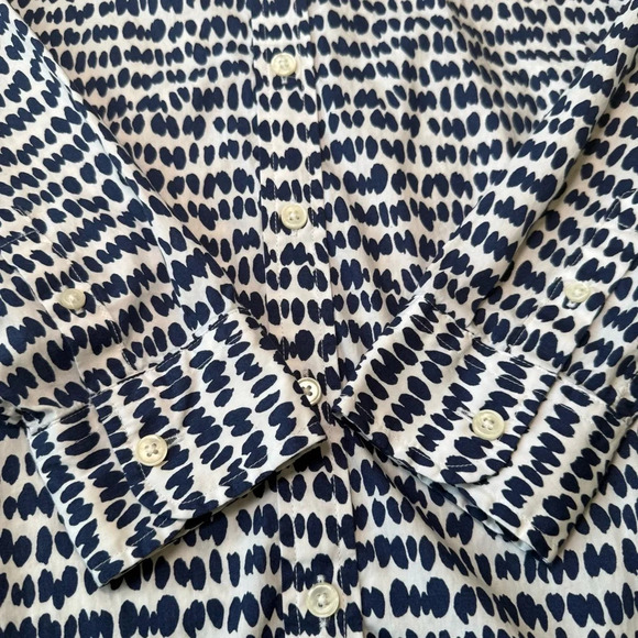 Banana Republic Dillon Shirt Button-Up White Blue Dots Size Small - Picture 6 of 8